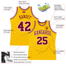 Load image into Gallery viewer, Custom Gold Maroon-White Authentic Throwback Basketball Jersey
