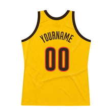 Load image into Gallery viewer, Custom Gold Brown-Orange Authentic Throwback Basketball Jersey
