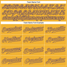 Load image into Gallery viewer, Custom Gold Gold-Purple Authentic Baseball Jersey
