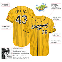 Load image into Gallery viewer, Custom Yellow Black Pinstripe Black-White Authentic Baseball Jersey
