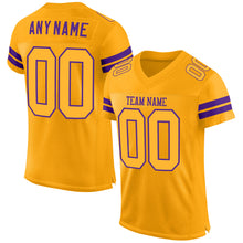Load image into Gallery viewer, Custom Gold Gold-Purple Mesh Authentic Football Jersey
