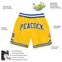 Load image into Gallery viewer, Custom Gold White Pinstripe Royal-White Authentic Basketball Shorts
