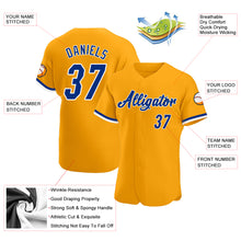 Load image into Gallery viewer, Custom Gold Royal-White Authentic Baseball Jersey
