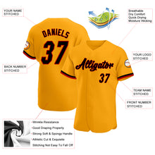 Load image into Gallery viewer, Custom Gold Black-Red Authentic Baseball Jersey
