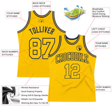 Load image into Gallery viewer, Custom Gold Gold-Navy Authentic Throwback Basketball Jersey
