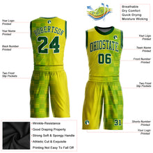 Load image into Gallery viewer, Custom Gold Green-White Round Neck Sublimation Basketball Suit Jersey

