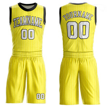 Load image into Gallery viewer, Custom Gold White-Black Round Neck Sublimation Basketball Suit Jersey
