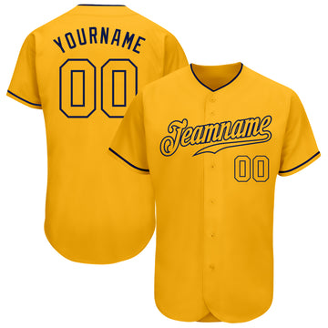 Custom Gold Gold-Navy Authentic Baseball Jersey