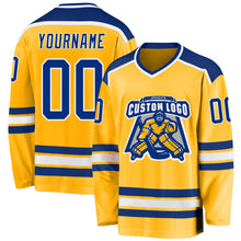 Load image into Gallery viewer, Custom Gold Royal-White Hockey Jersey
