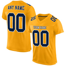 Load image into Gallery viewer, Custom Gold Navy-White Mesh Authentic Football Jersey
