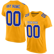 Load image into Gallery viewer, Custom Gold Royal-White Mesh Authentic Football Jersey
