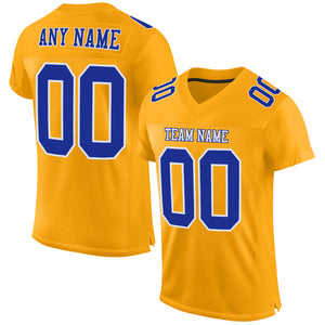 Custom Gold Royal-White Mesh Authentic Football Jersey