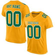 Load image into Gallery viewer, Custom Gold Kelly Green-White Mesh Authentic Football Jersey
