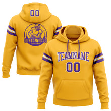 Load image into Gallery viewer, Custom Stitched Gold Purple-White Football Pullover Sweatshirt Hoodie
