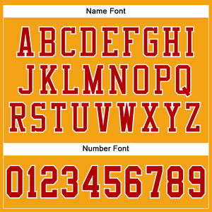 Custom Gold Red-White Mesh Authentic Football Jersey
