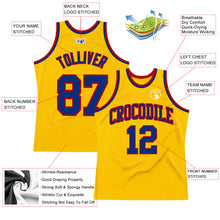 Load image into Gallery viewer, Custom Gold Royal-Red Authentic Throwback Basketball Jersey

