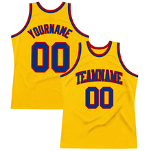 Load image into Gallery viewer, Custom Gold Royal-Red Authentic Throwback Basketball Jersey

