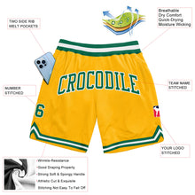 Load image into Gallery viewer, Custom Gold Kelly Green-White Authentic Throwback Basketball Shorts
