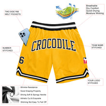 Load image into Gallery viewer, Custom Gold Black-White Authentic Throwback Basketball Shorts
