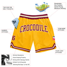 Load image into Gallery viewer, Custom Gold Maroon-Cream Authentic Throwback Basketball Shorts
