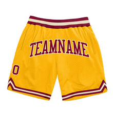Load image into Gallery viewer, Custom Gold Maroon-Cream Authentic Throwback Basketball Shorts
