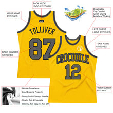 Load image into Gallery viewer, Custom Gold Steel Gray-Black Authentic Throwback Basketball Jersey
