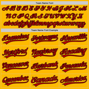 Custom Gold Red-Black Authentic Baseball Jersey