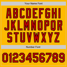Load image into Gallery viewer, Custom Gold Red-Black Authentic Baseball Jersey
