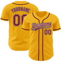 Load image into Gallery viewer, Custom Gold Crimson Cream-Black Authentic Baseball Jersey
