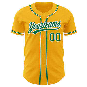 Custom Gold Kelly Green-White Authentic Baseball Jersey