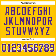 Load image into Gallery viewer, Custom Gold White Pinstripe Purple Authentic Basketball Jersey
