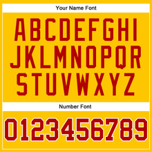 Load image into Gallery viewer, Custom Gold White Pinstripe Red Authentic Basketball Jersey
