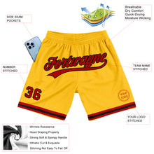 Load image into Gallery viewer, Custom Gold Red-Black Authentic Throwback Basketball Shorts
