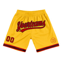 Load image into Gallery viewer, Custom Gold Red-Black Authentic Throwback Basketball Shorts
