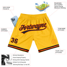 Load image into Gallery viewer, Custom Gold Black-Orange Authentic Throwback Basketball Shorts
