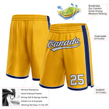 Load image into Gallery viewer, Custom Gold White-Navy Authentic Basketball Shorts

