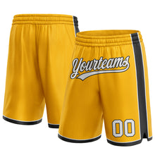 Load image into Gallery viewer, Custom Gold White-Black Authentic Basketball Shorts
