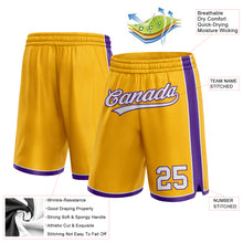 Load image into Gallery viewer, Custom Gold White-Purple Authentic Basketball Shorts
