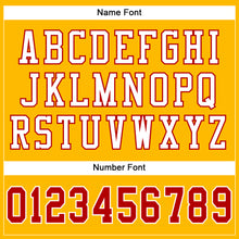 Load image into Gallery viewer, Custom Gold Red-White Mesh Authentic Football Jersey
