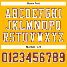 Load image into Gallery viewer, Custom Gold Burgundy-White Mesh Authentic Football Jersey
