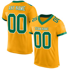 Load image into Gallery viewer, Custom Gold Kelly Green-White Mesh Authentic Football Jersey
