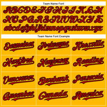 Load image into Gallery viewer, Custom Gold Red-Black Authentic Baseball Jersey
