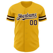 Load image into Gallery viewer, Custom Gold Brown-White Authentic Baseball Jersey
