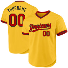 Load image into Gallery viewer, Custom Gold Red-Black Authentic Throwback Baseball Jersey
