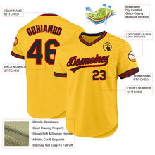 Load image into Gallery viewer, Custom Gold Black-Red Authentic Throwback Baseball Jersey
