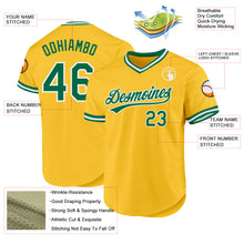 Load image into Gallery viewer, Custom Gold Kelly Green-White Authentic Throwback Baseball Jersey
