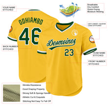 Load image into Gallery viewer, Custom Gold Green-White Authentic Throwback Baseball Jersey

