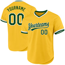 Load image into Gallery viewer, Custom Gold Green-White Authentic Throwback Baseball Jersey

