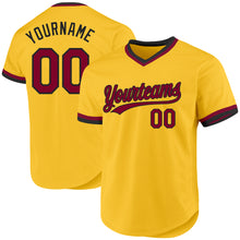 Load image into Gallery viewer, Custom Gold Maroon-Black Authentic Throwback Baseball Jersey
