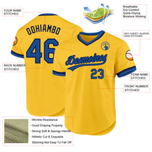 Load image into Gallery viewer, Custom Gold Blue-Navy Authentic Throwback Baseball Jersey
